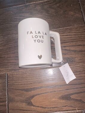 White Ceramic Mug with Gold Lettering - "FA LA LA LOVE YOU"